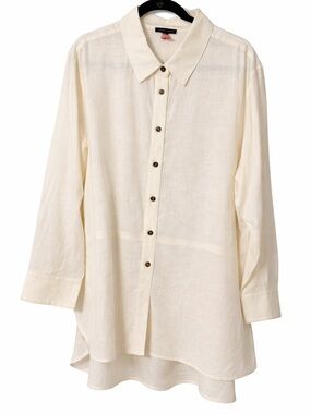Universal Standard Cream Long-Sleeve Button-Down Shirt 14-16
